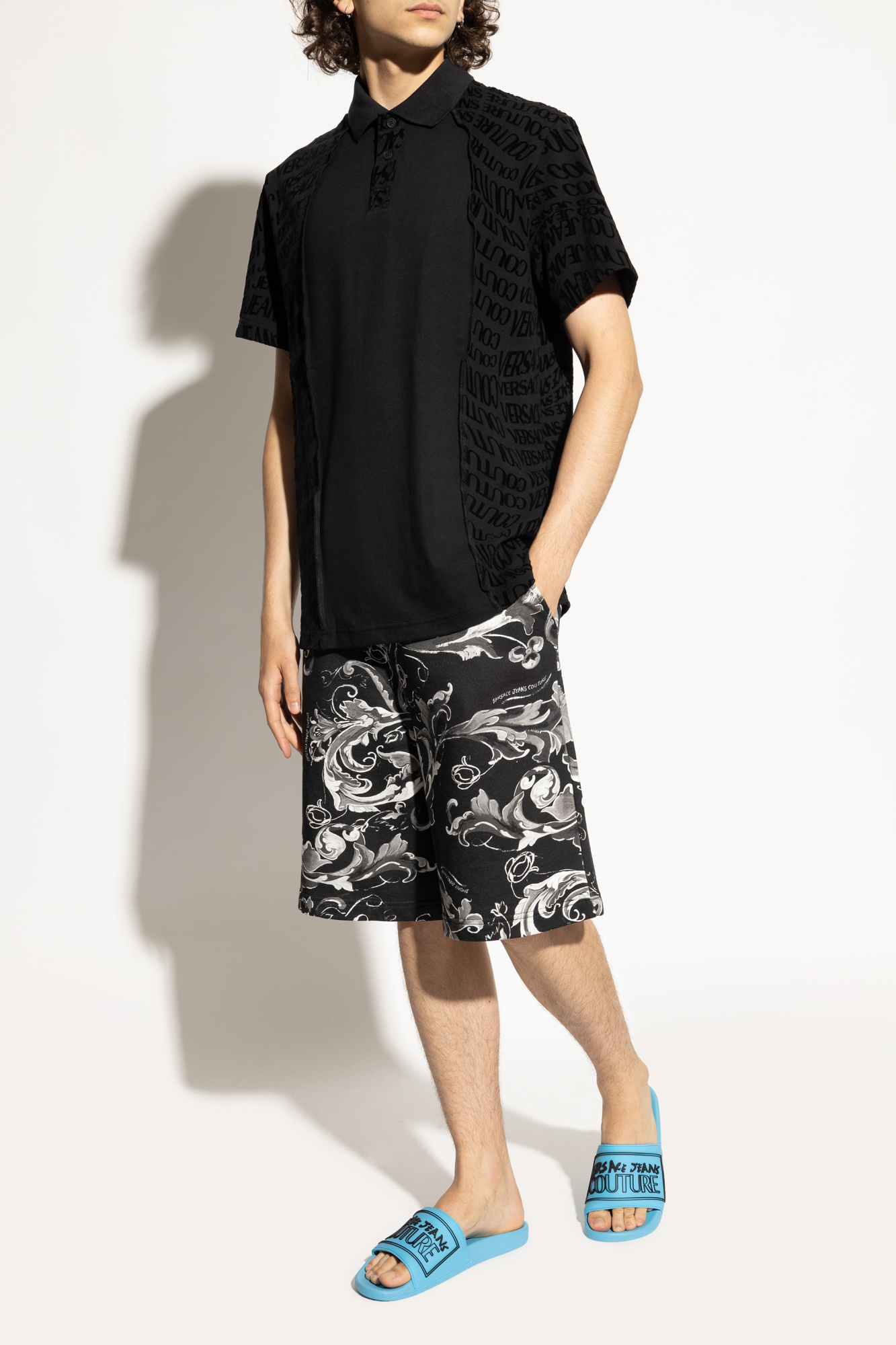 Niebieski Klapki z logo Versace Jeans Couture - Vitkac Polska